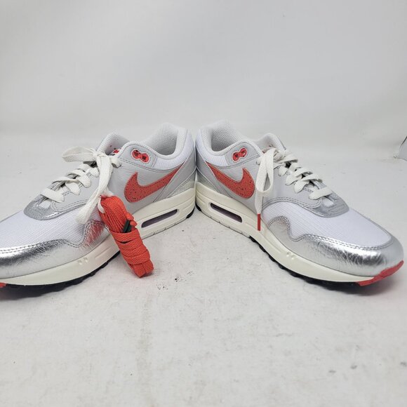 Nike Air Max 1 PRM Premium Hot Sauce Chile Red Pepper White Silver HF7746-100 8 - Picture 13 of 16